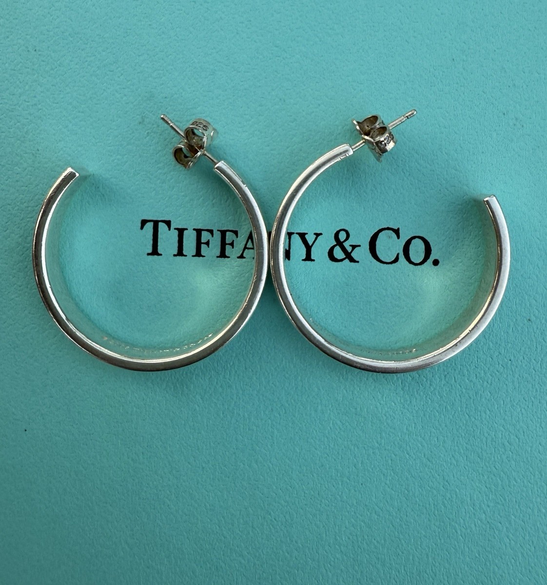 Tiffany & Co. Sterling Silver 1837 Hoop Earrings Medium | eBay