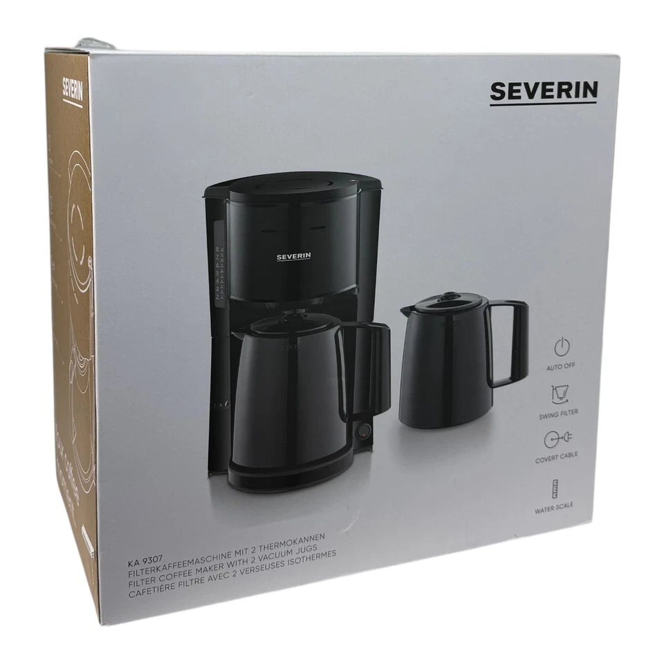 Severin KA 9307 Filterkaffeemaschine mit 2 Isolierkannen Thermo Schwarz NEU OVP - Bild 3 von 3