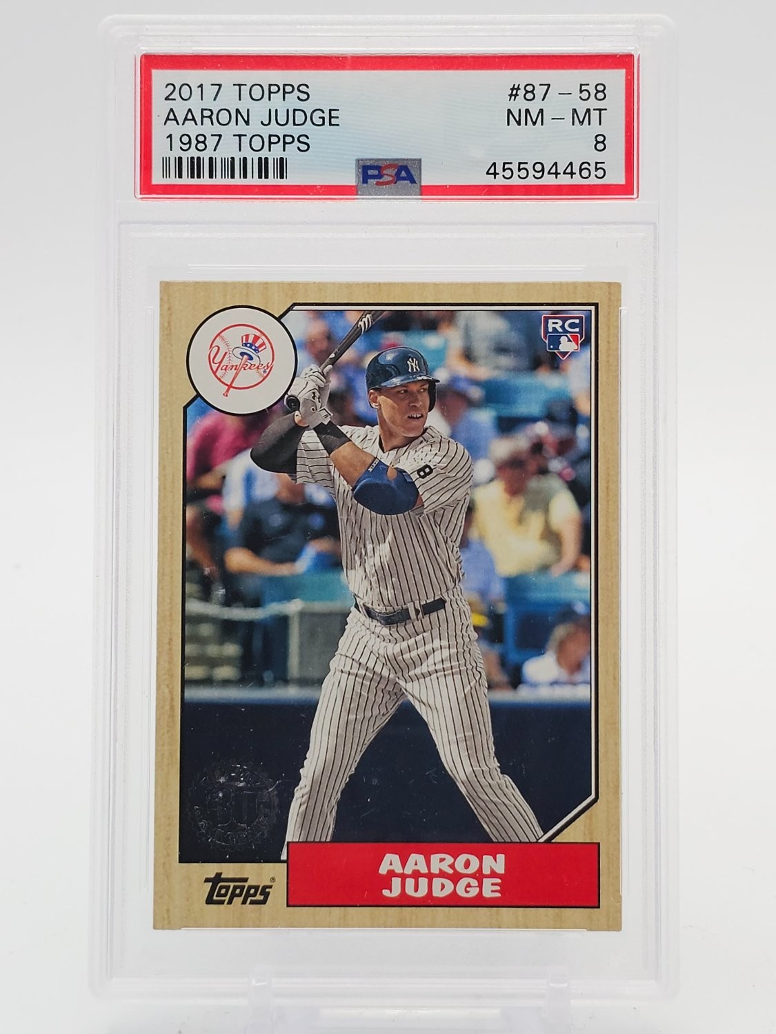 AARON JUDGE 2017 TOPPS 1987 TOPPS BASEBALL ROOKIE RC #87-58 YANKEES PSA 8 Q0311