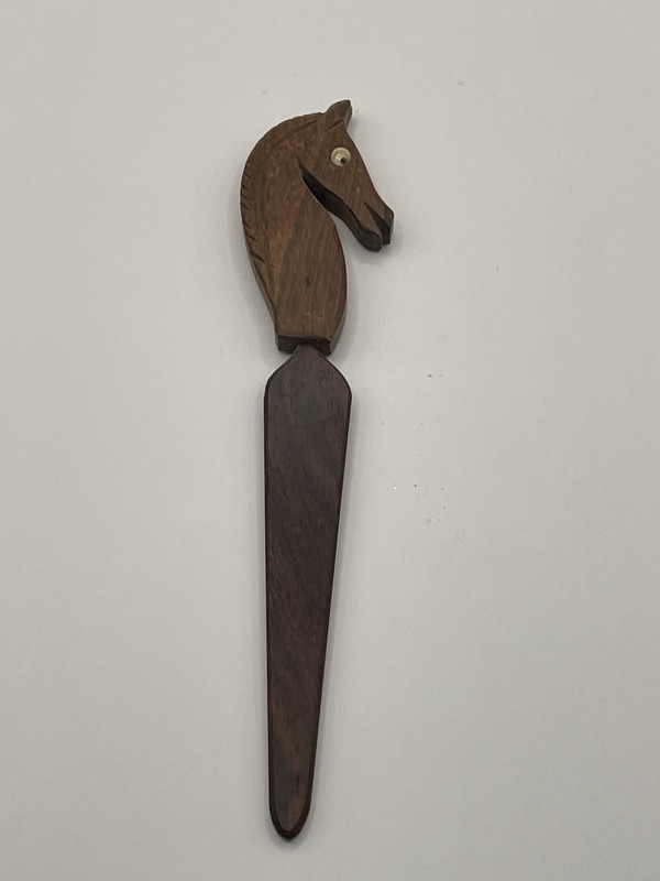 Vintage Wooden Horse Letter Opener Googly Eyes 