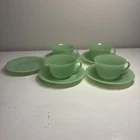 Fire King Jadeite Alice Floral Cup & Saucer set of 4 & 1 Saucer