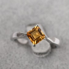 Citrine Gemstone 925 Sterling Silver Women Solitaire Ring Duty Free