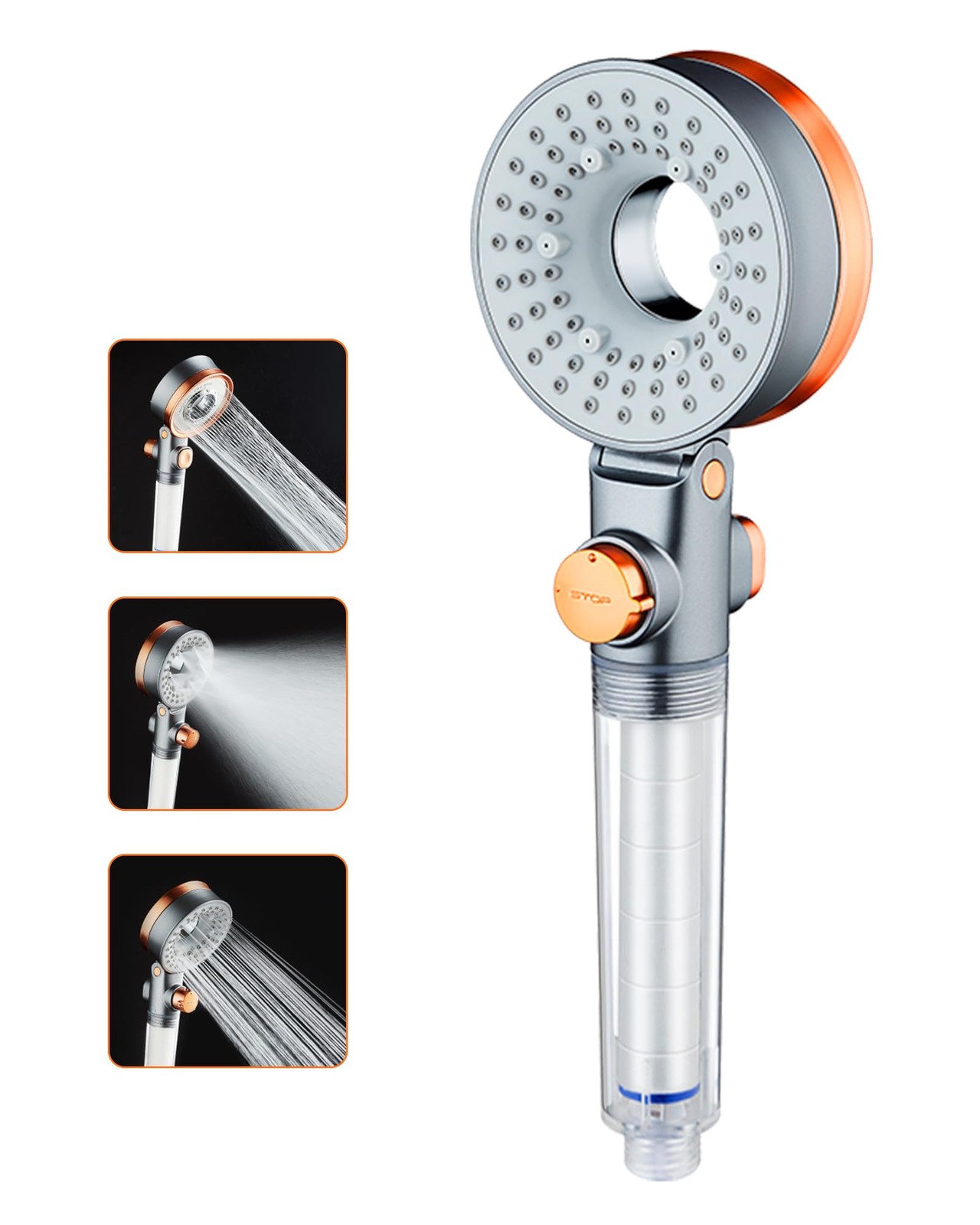 Shower Head with Filter for Hard Water 3 Shower Modes Water Saving with