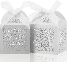 60 Cajas Blancas de Regalo con Lazo para Boda Fiesta Evento