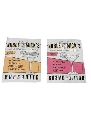 Noble Mick's Single Serving Craft Cocktail Mix 2 Packs Cosmopolitan & Margarita
