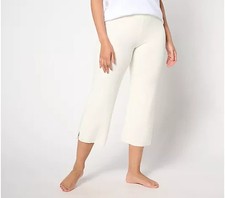 Barefoot Dreams Ultra Lite Ribbed Slit Crop Pant-Black-Tall Medium A635806 NEW