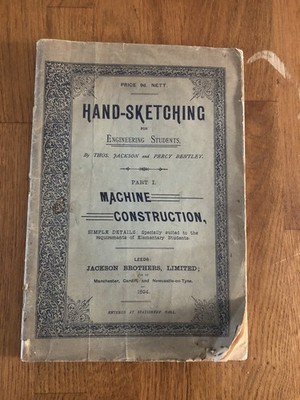 Rare 1920 s Hand Sketching For Engineering Students Book On Machine Construction