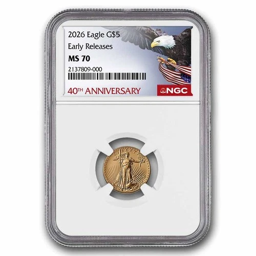 2026 1/10 oz American Gold Eagle MS-70 NGC (ER, 40th Anniversary)