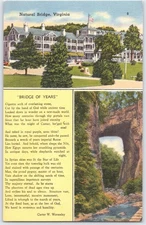 Vintage Natural Bridge Virginia Tichnor Bros Linen Postcard Scenic View