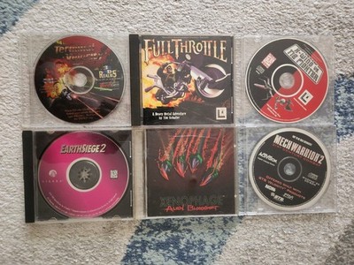 1990s 6 CD-ROM PC Game Lot (X-Wing v. Tie Fighter, Full Throttle, MechWarrior 2)