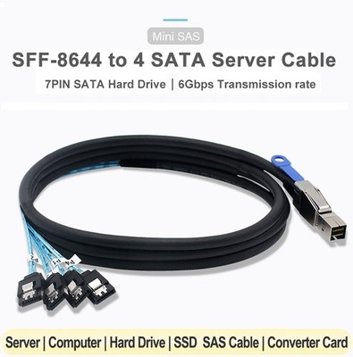 Mini SAS 26Pin SFF-8644 to 4 SATA 7Pin Female Target/Backplane HD Cable