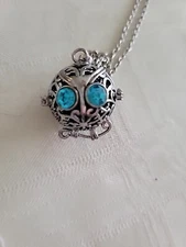 Owl Aromatherapy With Natural Lava Rock Difuser Necklace