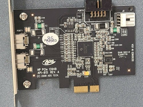Tarjeta PCIe Firewire de doble puerto HP 508927-001 1394B soporte de altura completa - Imagen 2 de 3