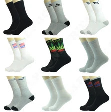 3-12 Pairs Mens Mix Sports Athletic Work Crew Cotton Casual Long Socks Size 9-13