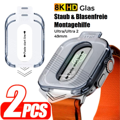  2X SCHUTZGLAS FÜR APPLE WATCH ULTRA 49mm DISPLAY SCHUTZ FOLIE + MONTAGEHILFE 