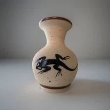 Vintage Lizard 🦎 Clay Pottery Vase Hand Painted 5.5”Tall Mexico Art Folk