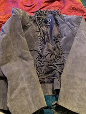 Purple Dialogue Leather Jacket Open Front Fringes Women’s Xl Purple Coat Blazer