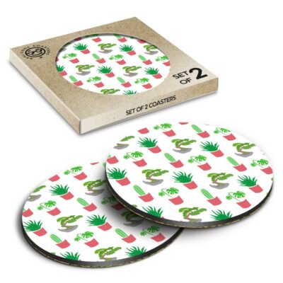2 x Box Runde Untersetzer - Bonsai Kaktus Pflanze Muster #2059