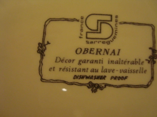 Пара французских обеденных тарелок Obernai Sarreguemines 9 дюймов эльзасский декор - Изображение 4 из 4