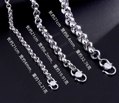 Pure Platinum 950 Chain Men Women 3.4mm Cable Rolo Link Bracelet 7.1g/7.8inch - Picture 5 of 5