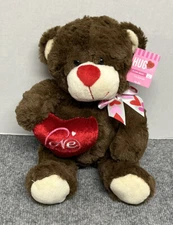 HugFun Hug Me 10" Plush Brown Teddy Bear Heart Valentine's Day Fun