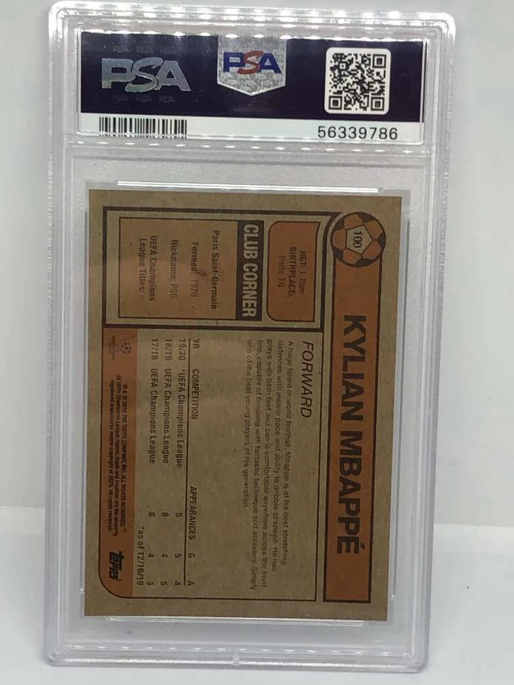 2019 Topps The UCL UEFA Champions League Living Set #100 Kylian Mbappe PSA 9 - Image 2 of 2