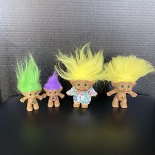 Vintage Lot of 4 Ace Novelty Belly Jewel Collectible Treasure Troll Dolls
