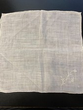Vintage Hanky Handkerchief Linen Hand Embroidered 9 inches
