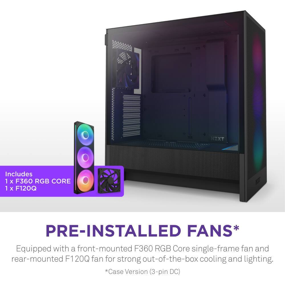 NZXT - H5 Flow RGB 2024 Компактный корпус для ПК ATX Mid-Tower Airflow - черный