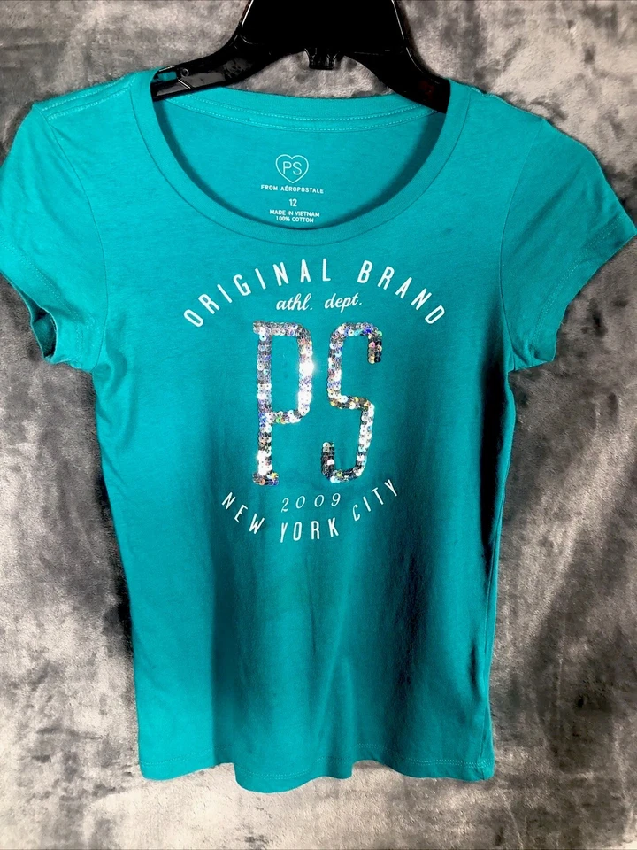 Camisa Aeropostale PST Niñas Talla 12 Lentejuelas Ps Ciudad de Nueva York  Foto 3 de 4