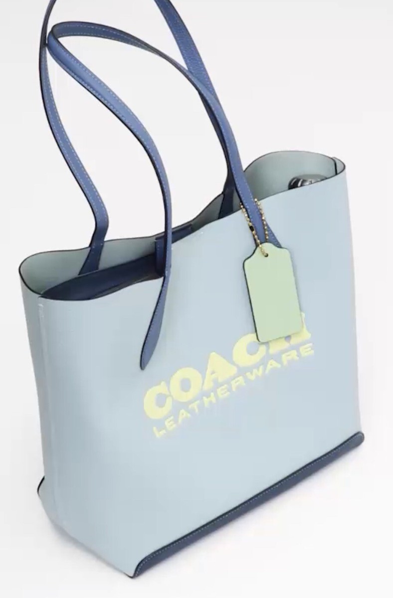 バッグ Vintage Coach Tote Bag Mint Blue Leather Coach vintage blue tote - Gem
