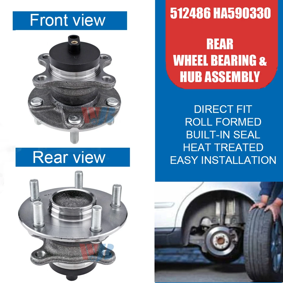 2PCS Rear Wheel Bearing Hub Assembly for Suzuki SX4 2008-2013 512486 HA590330 Foto 2 de 4