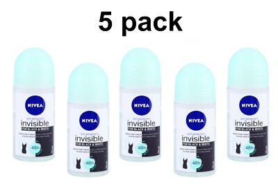 5 x  Womens roll-on deodorant NIVEA BLACK&WHITE FRESH 1.7 fl.oz / 50 ml