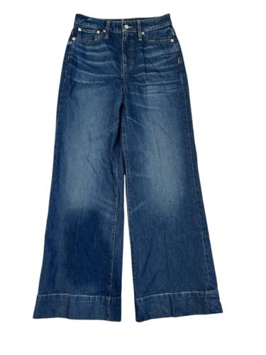 J. Crew 96' Curvy Denim Wide Leg Trouser in Medium Wash, Size 28