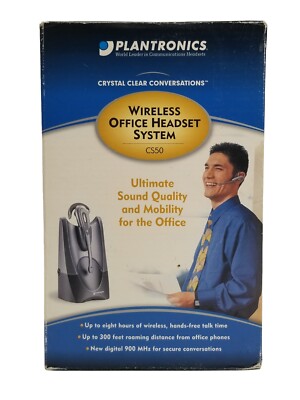 PLANTRONICS Crystal Clear Conversation CS50 900 Mhz Wireless Office Headset NEW 