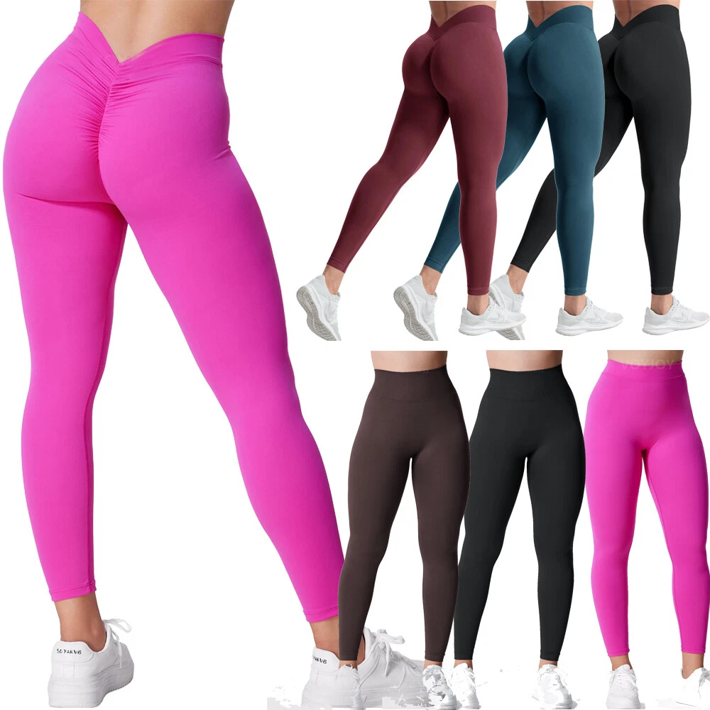 V Back Scrunch Butt Leggings Women Soft High Waist Booty Workout