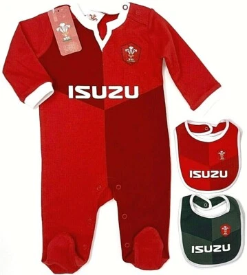 WALES WRU RUGBY KIT BABIES PRAM SLEEP SUIT BABY RUGBY GROW BODY ROMPER WORLD CUP