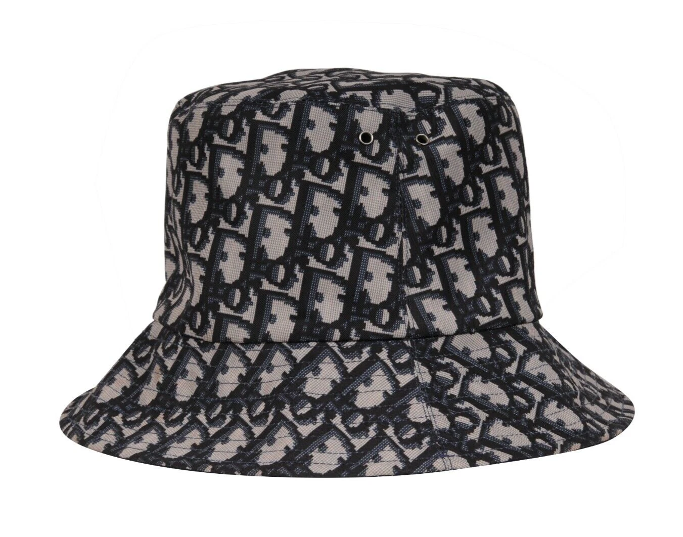 Chapeau seau homme Dior logo oblique réversible nounours bord D bleu beige DD
