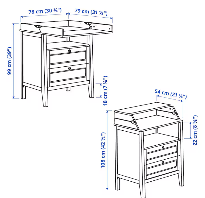 Ikea SUNDVIK 3-piece baby furniture set, white