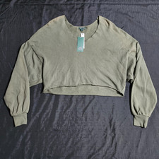 NWT Wild Fable Olive Green  cut  Cropped Sweatshirt Size M