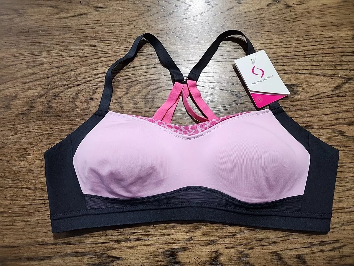 NEW Moving Comfort Fineform Sports Bra L 36A 36B 38A Lotus Pink