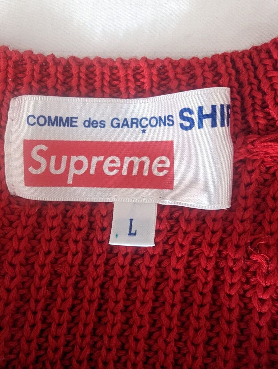 Supreme X Comme Des Garcons SHIRT Sweater Red size L CDG FW18 | eBay