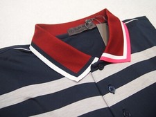 G/FORE Performance Fabric Blue Stripe Slim Fit Polo Golf Shirt NWT Large 110