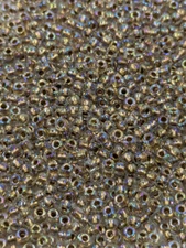 Vintage Glass Seed Beads Transparent Gold Lined Iris TOHO Japan 21g 11/0 BB96-76