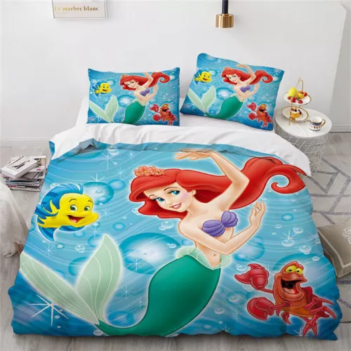 The Little Mermaid Princess Ariel 3D Quilt Duvet Cover Bedding Set Pillowcase UK - Picture 4 of 39