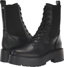 NEW! $180 SAM EDELMAN EVINA LACE-UP COMBAT BOOTS BLACK SZ 9.5M