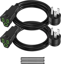 "2 Pack Power Extension Cord 3Ft/36Inch, 3 Prong Electric Extension Cable Single