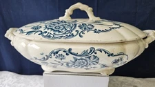 French Antique Ceramic HB & Cie Terre de Fer Soup Tureen late 1800s transferware
