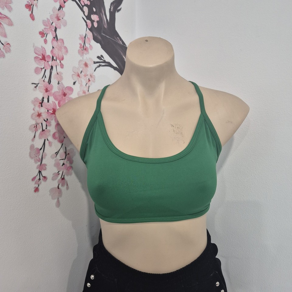 Women's SHAWTY green Active Wear Tank Top Sz medium brassiere gym top cropped 20