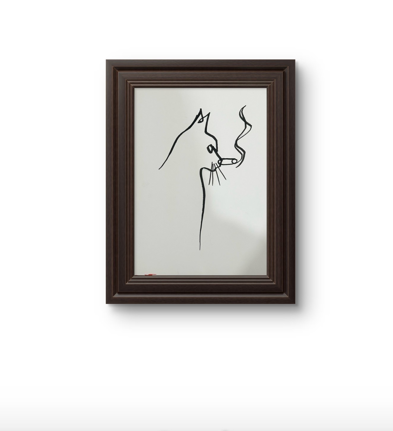 original abstract smoking cat painting 9x12 paper modern wall art home decor